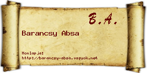 Barancsy Absa névjegykártya
